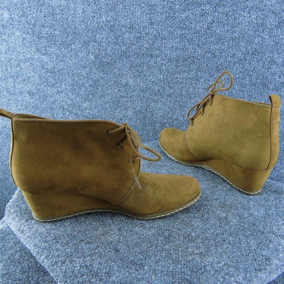 Franco Sarto Annabelle Brown Suede Wedge Ankle Boots Women 9.5 Lace Up - Picture 6 of 9